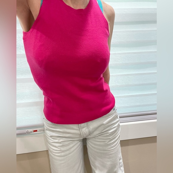NWT fuscia hot pink sweater knit tank Lucy Paris new with tag size XS round neck - Picture 5 of 11